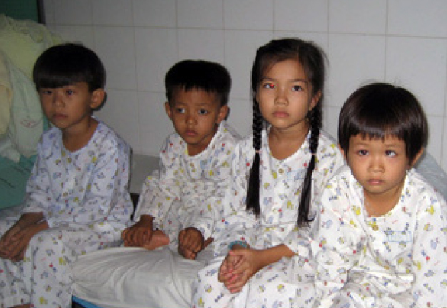 The pre-op patients all sat together in the OR hallway